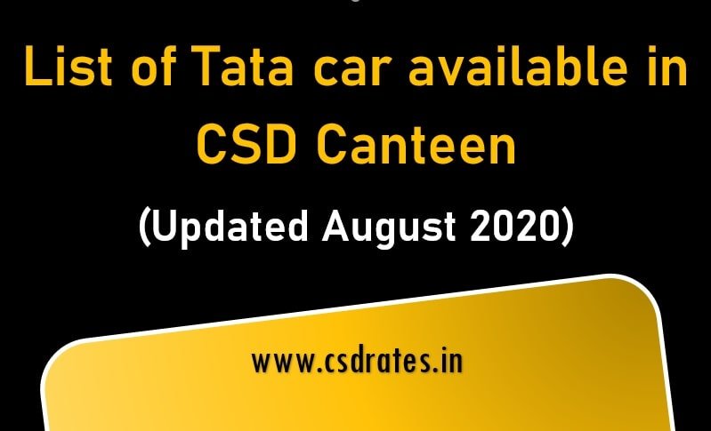 Latest list of Tata Car available in csd canteen 2020 pdf download