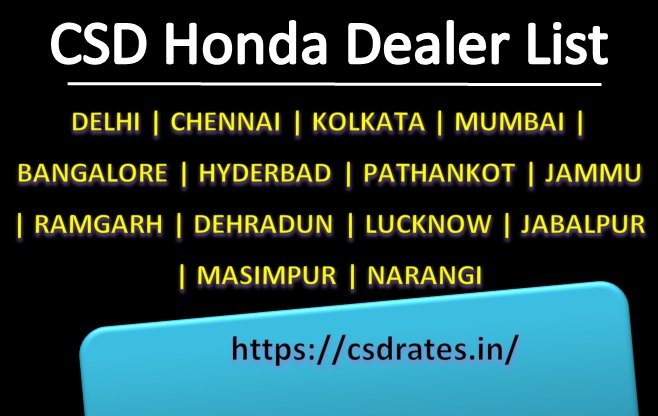 List of CSD Honda Dealers List in India