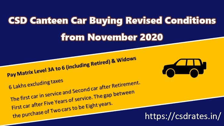 CSD Canteen Car Buying Revised Conditions and Process from November 2020