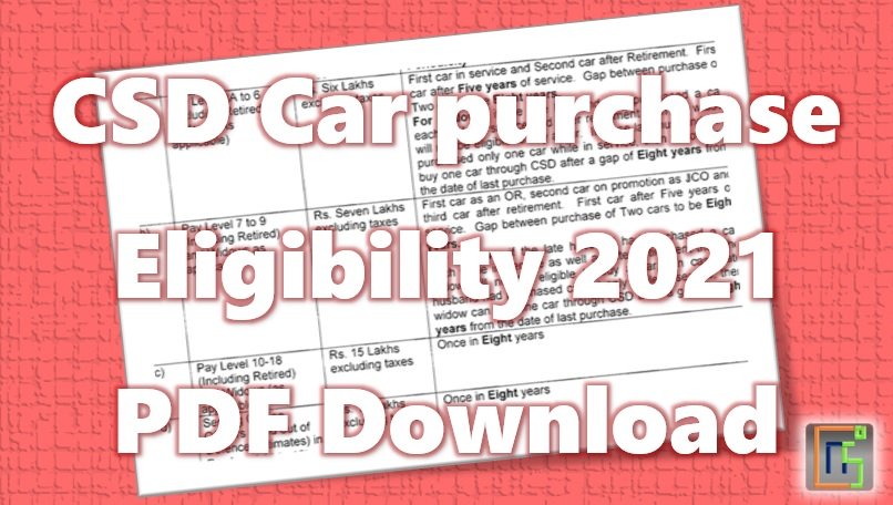 CSD Car purchase Eligibility 2021 PDF Download