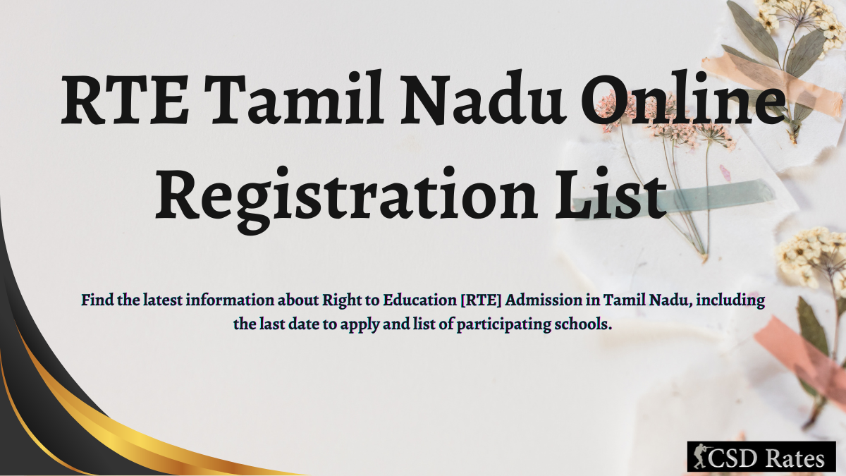 TN RTE Selected Student List 2023-24 | RTE School List 2023-24 Tamil Nadu