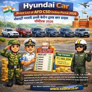 Hyundai Car Price List of AFD CSD Online Portal 2026