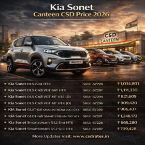 Kia Carens CSD Canteen Price 2026